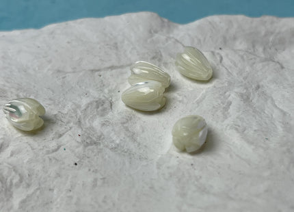 5 Pieces 7x8mm 8x11mm Tulip Flower Bud Shape Natural Mother of Pearl Gemstones Beads Genuine MOP Gemstones Drilled Loose Beads #4561