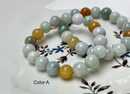 10mm Smooth Round Burmese Jade Bracelet Natural Green Color Burmese Jade 7.5 Inches Bracelet 18 Beads #4572