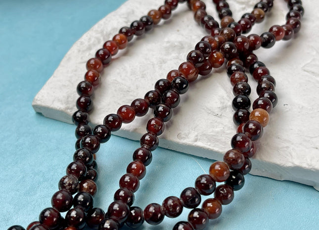 6mm 8mm 10mm Large Hole Smooth Round Orange Hessonite Garnet Gemstone Beads Hole Size 2.0 mm 14.5 Inches #4574