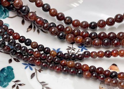 6mm 8mm 10mm Large Hole Smooth Round Orange Hessonite Garnet Gemstone Beads Hole Size 2.0 mm 14.5 Inches #4574