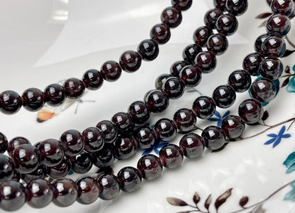 6mm 8mm 10mm Large Hole Smooth Round Red Garnet Gemstone Beads Hole Size 2.0 mm 14.5 Inches #4577