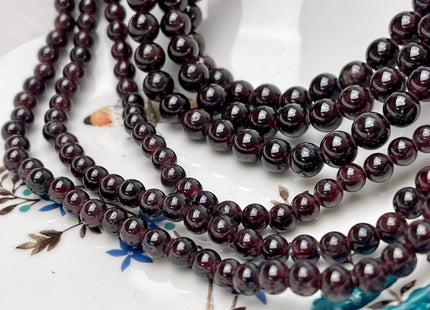 6mm 8mm 10mm Large Hole Smooth Round Red Garnet Gemstone Beads Hole Size 2.0 mm 14.5 Inches #4577