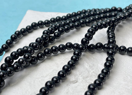 6mm 8mm 10mm Large Hole Smooth Round Black Tourmaline Gemstone Beads Hole Size 2.0 mm 14.5 Inches #4575