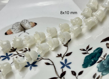 5 Pieces 6x7mm 8x9mm 8x10mm Rose Flower Bud Shape Natural Mother of Pearl Gemstones Beads Genuine MOP Gemstones Drilled Loose Beads #4562