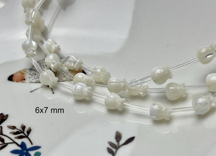 5 Pieces 6x7mm 8x9mm 8x10mm Rose Flower Bud Shape Natural Mother of Pearl Gemstones Beads Genuine MOP Gemstones Drilled Loose Beads #4562