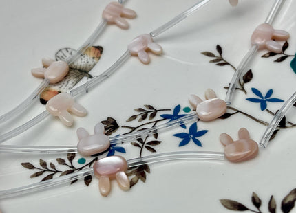 1 Piece 10x12mm Bunny Rabbit Head Shape Pink Natural Mother of Pearl Gemstones Beads Genuine MOP Gemstones Drilled Loose Beads #4570