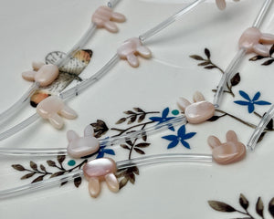 1 Piece 10x12mm Bunny Rabbit Head Shape Pink Natural Mother of Pearl Gemstones Beads Genuine MOP Gemstones Drilled Loose Beads #4570