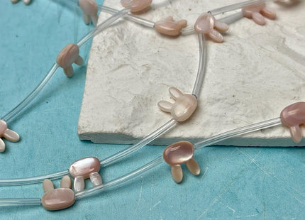 1 Piece 10x12mm Bunny Rabbit Head Shape Pink Natural Mother of Pearl Gemstones Beads Genuine MOP Gemstones Drilled Loose Beads #4570