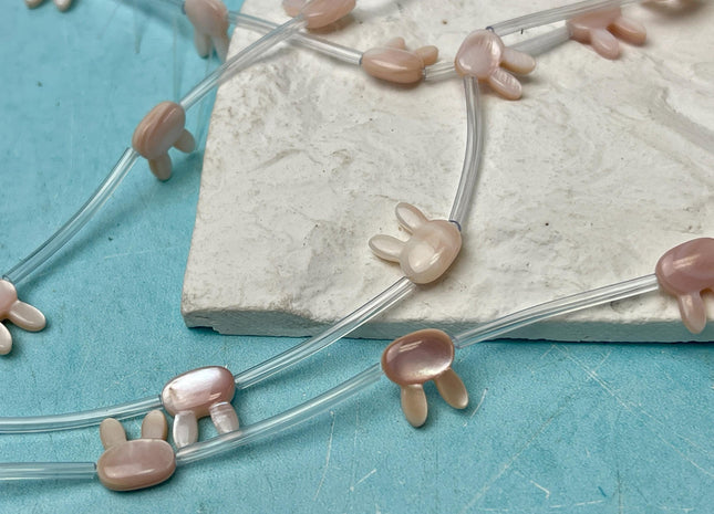 1 Piece 10x12mm Bunny Rabbit Head Shape Pink Natural Mother of Pearl Gemstones Beads Genuine MOP Gemstones Drilled Loose Beads #4570