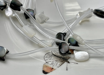 5 Pieces 9x10mm Cat Head Shape Natural Mother of Pearl Gemstones Beads Genuine MOP Gemstones Drilled Loose Beads #4568