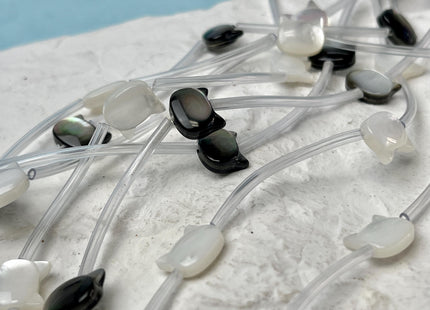 5 Pieces 9x10mm Cat Head Shape Natural Mother of Pearl Gemstones Beads Genuine MOP Gemstones Drilled Loose Beads #4568