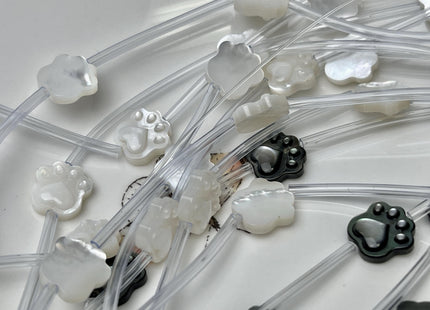 5 Pieces 10mm Paw Print Shape Natural Mother of Pearl Gemstones Beads Genuine MOP Gemstones Drilled Loose Beads #4567
