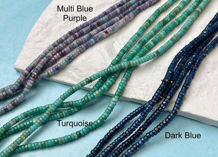 4mm Smooth Rondelle Heishi Pyrite Gemstone Beads Blue Green Pink Purple Color Genuine Pyrite Heishi Shape Spacer Beads 16 Inch Strand #4560