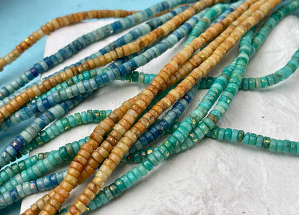 4mm Smooth Rondelle Heishi Pyrite Gemstone Beads Blue Green Pink Purple Color Genuine Pyrite Heishi Shape Spacer Beads 16 Inch Strand #4560