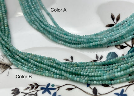 2 mm Natural Color Amazonite Gemstone Beads Blue Green Color Faceted Round Shape #4520
