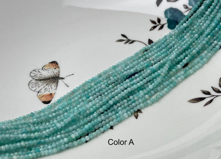 2 mm Natural Color Amazonite Gemstone Beads Blue Green Color Faceted Round Shape #4520
