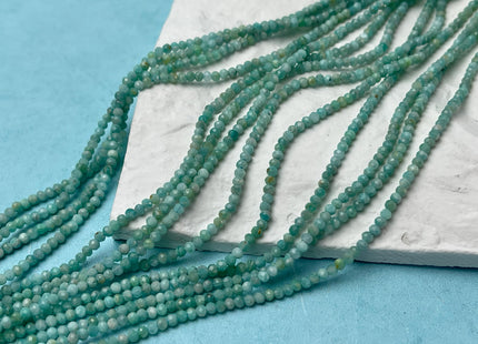 2 mm Natural Color Amazonite Gemstone Beads Blue Green Color Faceted Round Shape #4520