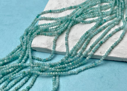 2 mm Natural Color Amazonite Gemstone Beads Blue Green Color Faceted Round Shape #4520