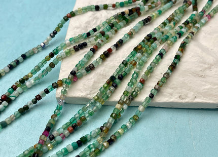 2.5-3 mm Micro Faceted Cube Dice Square Shape Mixed Green Aventurine Canelian Black Onyx Rose Quartz Beads 15.5 Inches #4524