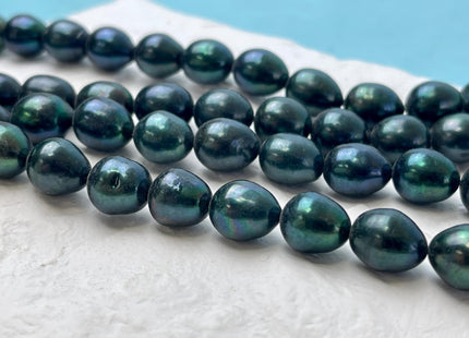 10x12 mm AA Dark Sacramento Green Color Rice/Oval Freshwater Pearl Beads Genuine Freshwater Pearl Beads 34 Beads #P2850