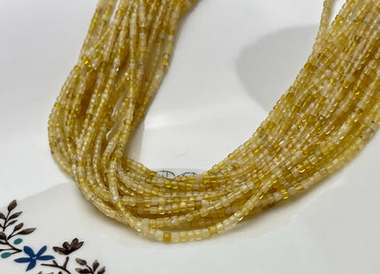 2 mm Micro Faceted Cube Dice Square Shape Yellow Opal Tiny Gemstone Beads 15.5 Inches #4529