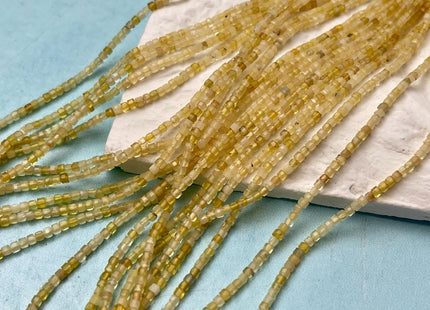 2 mm Micro Faceted Cube Dice Square Shape Yellow Opal Tiny Gemstone Beads 15.5 Inches #4529