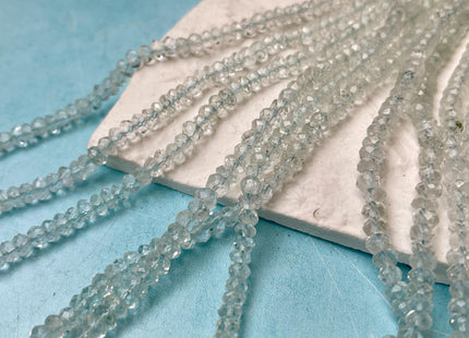 3x5-6mm Natural Gemmy Blue Aquamarine Beads Natural Blue Color Faceted Rondelle Shape 13 Inches Strand #4602