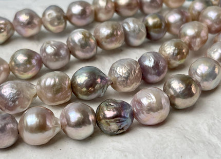 12-13.5 mm AAAA Half Strand Large Hole Very Rare Ligh Mauve Blush Pink Baroque Pearl Bead Hole Size 2.2mm Iridescent Color 15 Beads #P2867