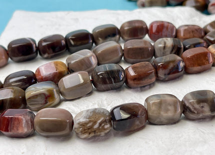 10x14 mm AAA Hexagonal Prism Barrel Natural Petrified Wood Beads Taupe Beige Brown Color High Quality Gemstone 28 Beads #4606