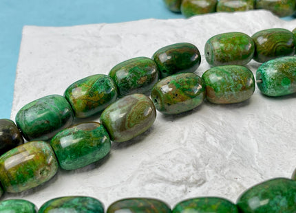 13x18 mm AAA Smooth Barrel Shape Agate Gemstone Beads Green Brown Color Agate 18 Beads #4580