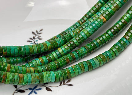 3x8 mm Turquoise Heishi Rondelle Shape Green Turquoise Gemstones Loose Beads 15.5 Inches Strand #4579