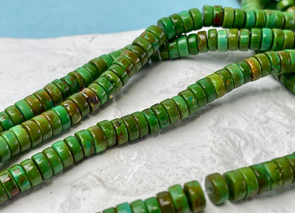 3x6-7 mm Turquoise Heishi Rondelle Shape Green Turquoise Gemstones Loose Beads 15.5 Inches Strand #4578