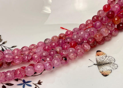 8 mm Faceted Round Agate Gemstone Beads Heat Treated Multi Translucent Pink Color Natural Gemstone Agate 15.5 Inches Strand #4585