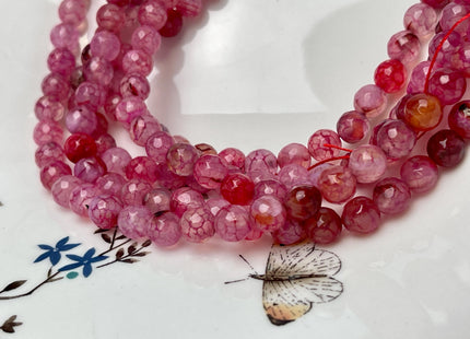 8 mm Faceted Round Agate Gemstone Beads Heat Treated Multi Translucent Pink Color Natural Gemstone Agate 15.5 Inches Strand #4585