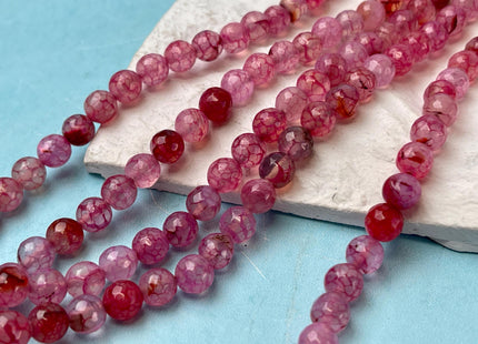 8 mm Faceted Round Agate Gemstone Beads Heat Treated Multi Translucent Pink Color Natural Gemstone Agate 15.5 Inches Strand #4585