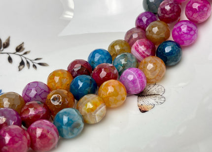 16 mm Faceted Round Agate Gemstone Beads Heat Treated Multi Blue Pink Orange Color Natural Gemstone Agate 15.5 Inches Strand #4598