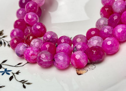14 mm Faceted Round Agate Gemstone Beads Heat Treated Multi Hot Pink Color Natural Gemstone Agate 15.5 Inches Strand #4599