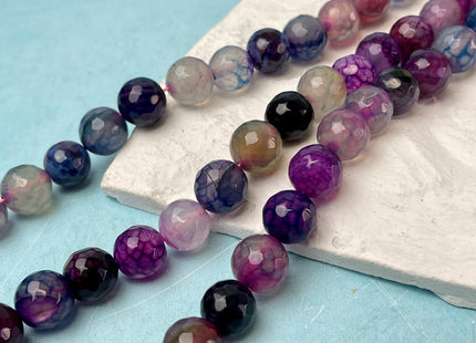 12 mm Faceted Round Agate Gemstone Beads Heat Treated Purple Blue Aqua Pink Color Natural Gemstone Agate 15.5 Inches Strand #4631