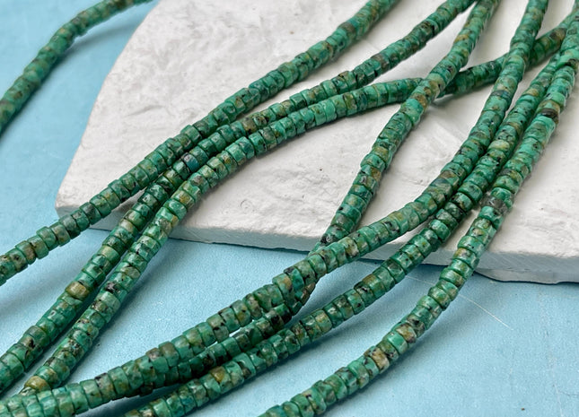 2x4 mm Heishi African Turquoise Gemstone Beads 15.5 Inches Strand #4609