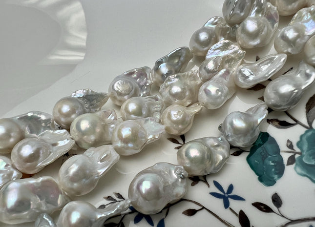 12x17-15x24 mm AA Natural White Freshwater Baroque Pearl Beads Genuine High Luster And Quality Natural White Baroque Pearls #P2873