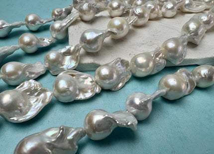 12x17-15x24 mm AA Natural White Freshwater Baroque Pearl Beads Genuine High Luster And Quality Natural White Baroque Pearls #P2873
