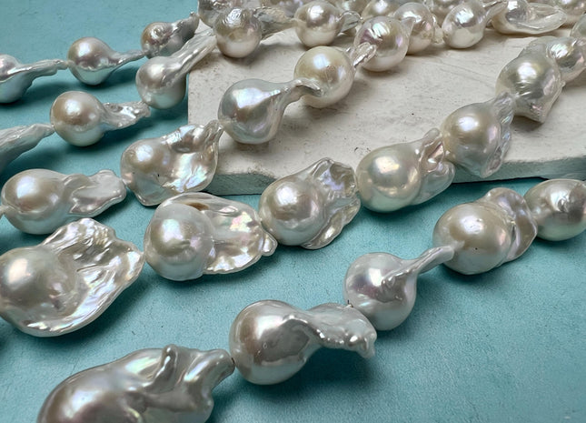 12x17-15x24 mm AA Natural White Freshwater Baroque Pearl Beads Genuine High Luster And Quality Natural White Baroque Pearls #P2873