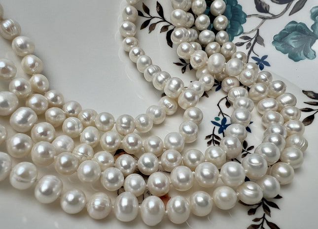 90 inches 8-8.5 mm Genuine AA Natural White Potato Pearl Necklace, Bridal Pearl Necklace, Wedding Necklace, Long Pearl Necklace #116
