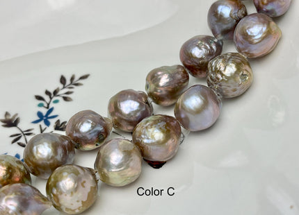 15-16 mm AAA Large Hole Natural Mauve Pink Baroque Pearl Hole Size 2.2mm Genuine High Luster Baroque Pearls 13 Beads #P2870