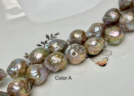 15-16 mm AAA Large Hole Natural Mauve Pink Baroque Pearl Hole Size 2.2mm Genuine High Luster Baroque Pearls 13 Beads #P2870