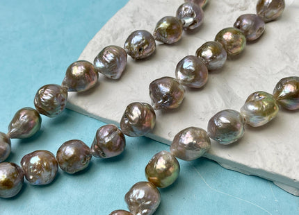 15-16 mm AAA Large Hole Natural Mauve Pink Baroque Pearl Hole Size 2.2mm Genuine High Luster Baroque Pearls 13 Beads #P2870