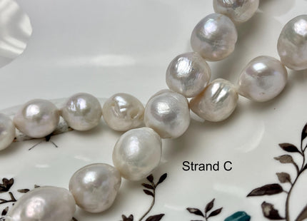 14-18mm AAA Very Rare Jumbo Natural White Freshwater Edison Pearls Top Quality Super High Luster White Baroque Pearls 22-24 Beads #P2871