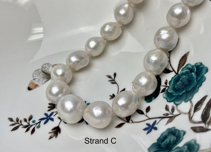 14-18mm AAA Very Rare Jumbo Natural White Freshwater Edison Pearls Top Quality Super High Luster White Baroque Pearls 22-24 Beads #P2871