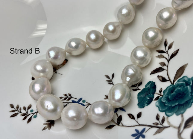 14-18mm AAA Very Rare Jumbo Natural White Freshwater Edison Pearls Top Quality Super High Luster White Baroque Pearls 22-24 Beads #P2871