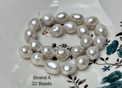 14-18mm AAA Very Rare Jumbo Natural White Freshwater Edison Pearls Top Quality Super High Luster White Baroque Pearls 22-24 Beads #P2871